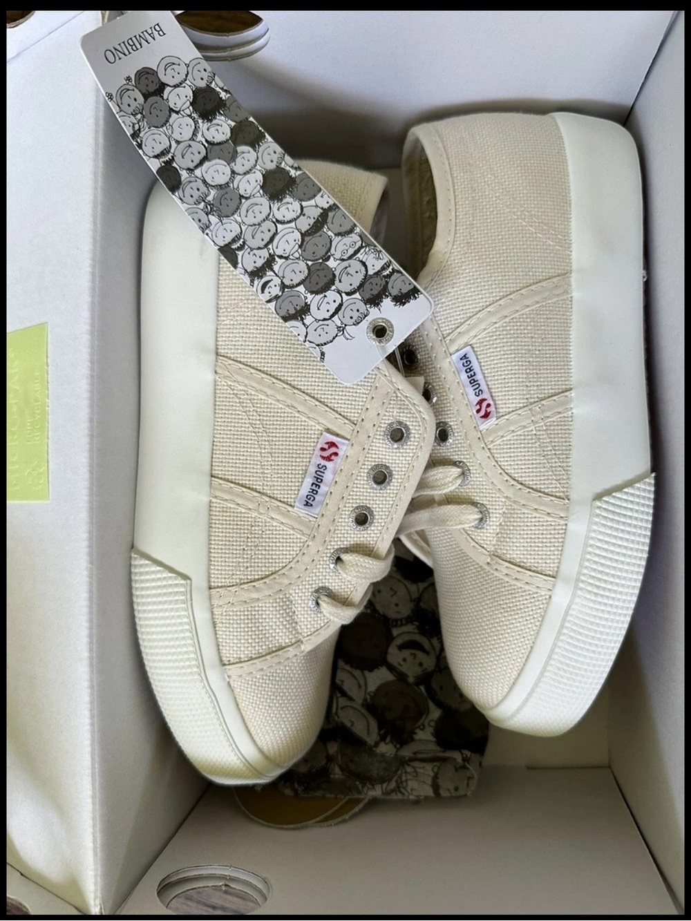 Superga Cream Canvas Platform Sneakers unisex kids 13.5